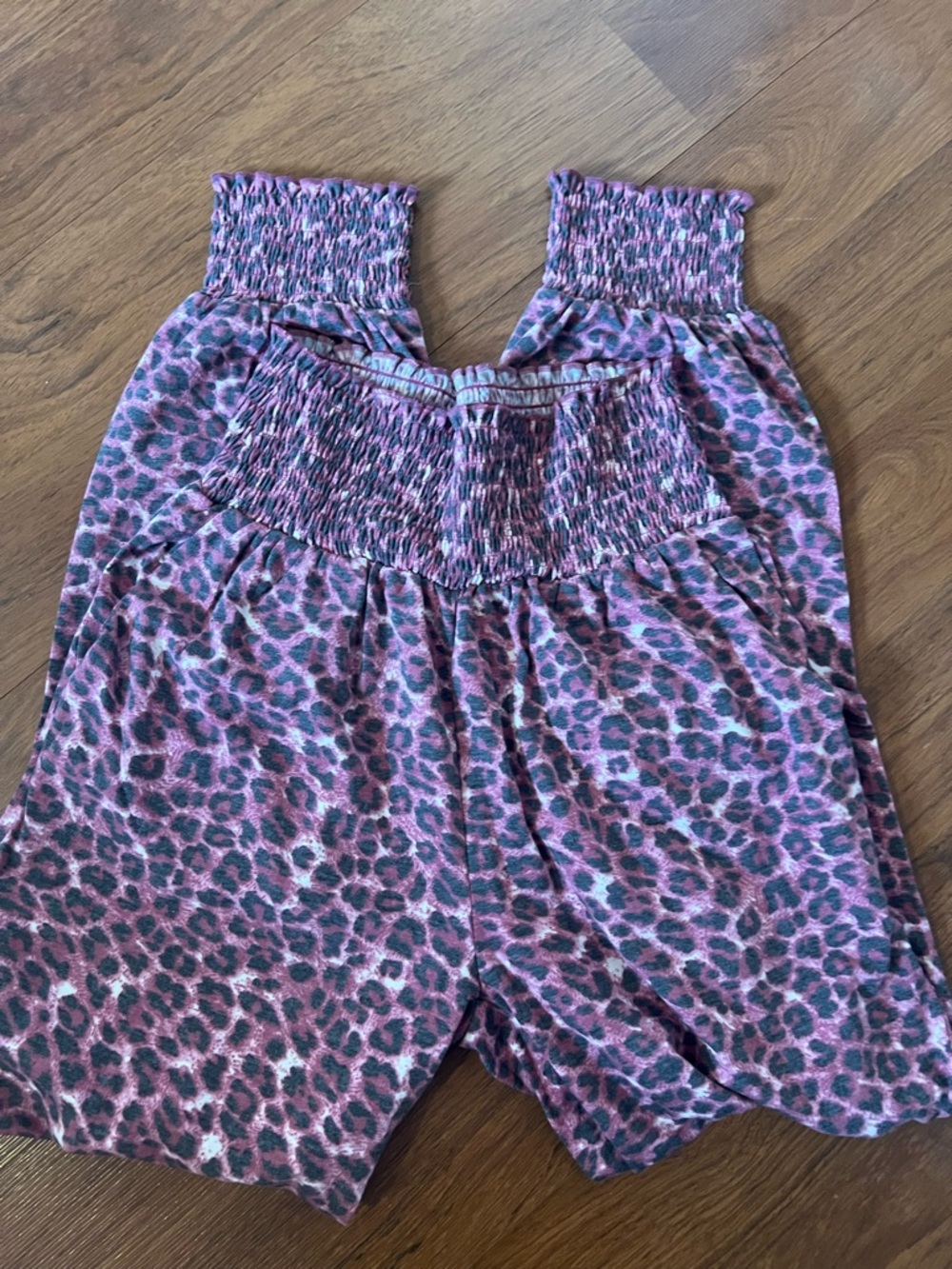 Zenana Outfitters Pink and Black Leopard Smocked-Waist pants and tube top